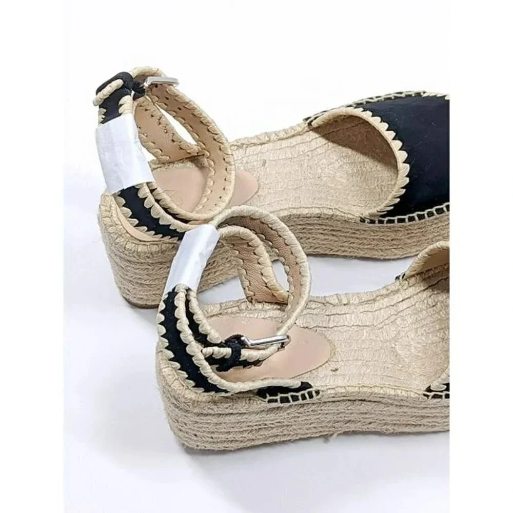 Pour La Victoire Women's Ria Suede & Raffia Platform Sandals Size 9.5 MSRP $245
